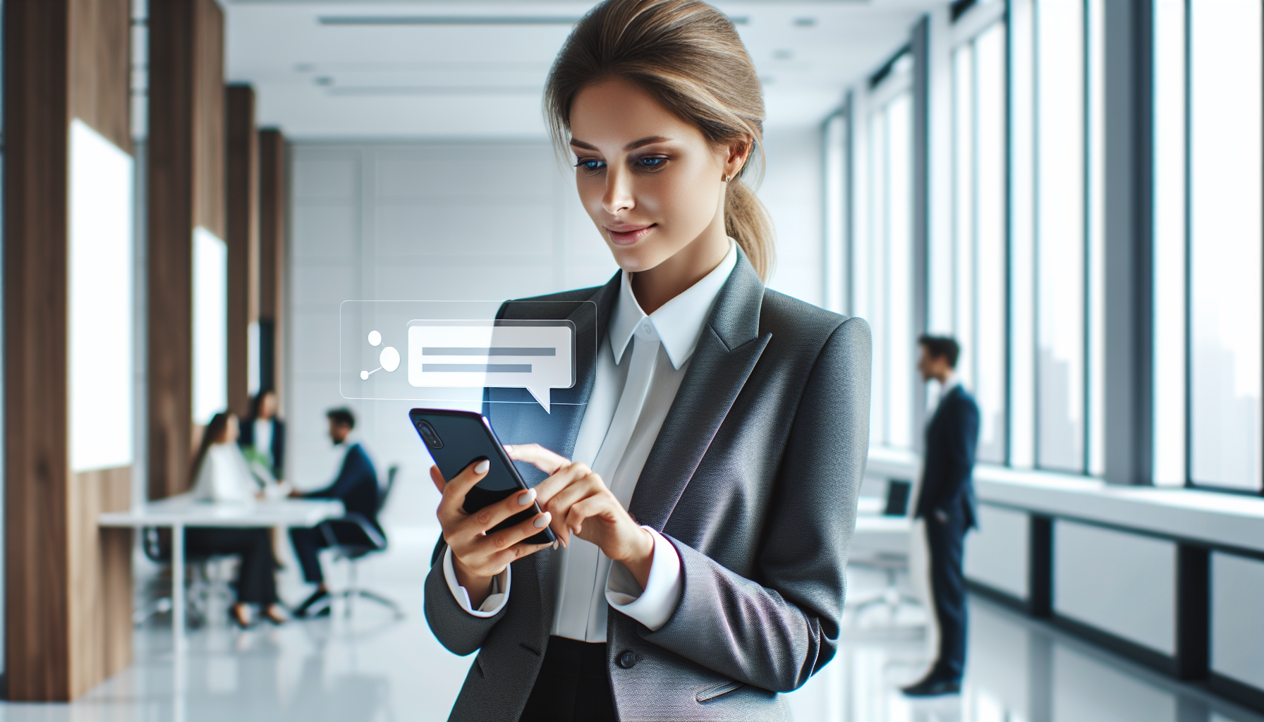 Dueño de negocio usando WhatsApp para interactuar con clientes.