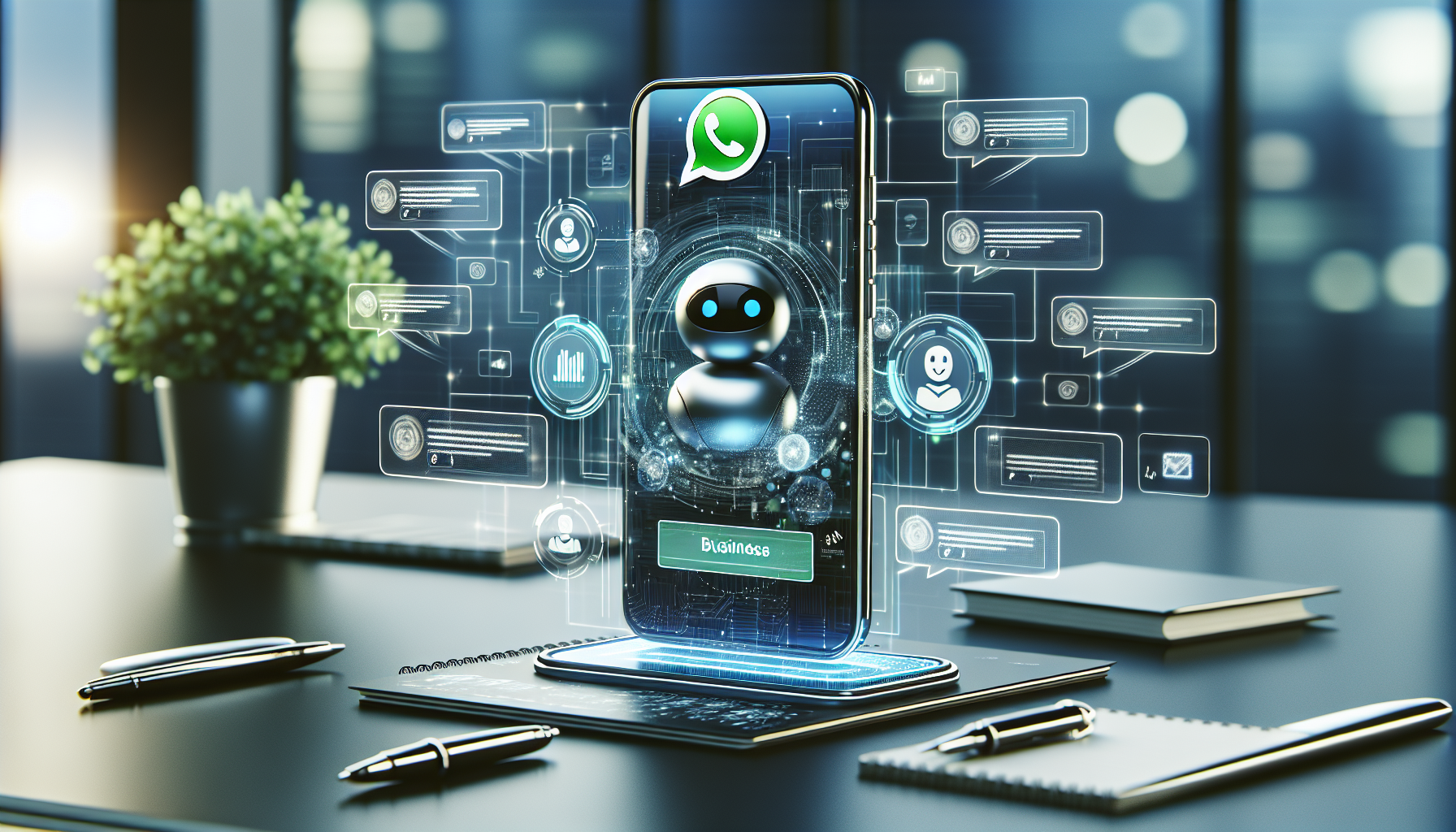 Banco utilizando WhatsApp Business para atención al cliente con chatbots
